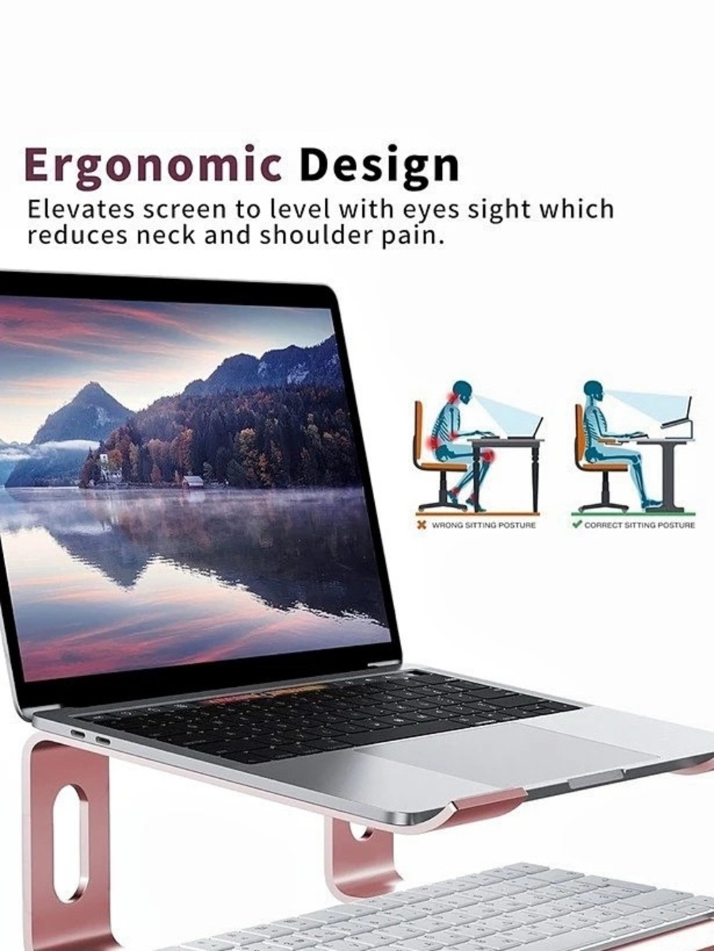 Ergonomic Laptop Stand - Gold - Home Office Tools
